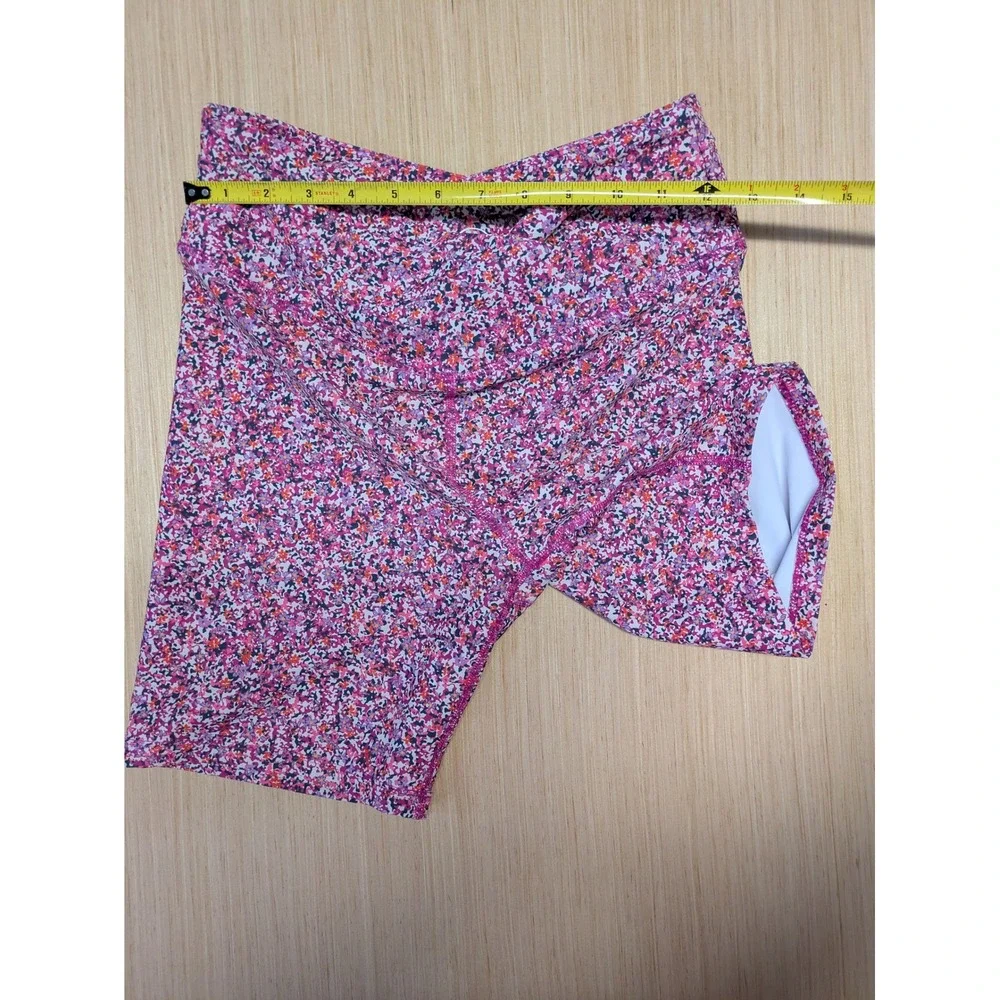 Sage Collective Womens Pink Floral V-Waist High Rise Biker Shorts Size M AG11